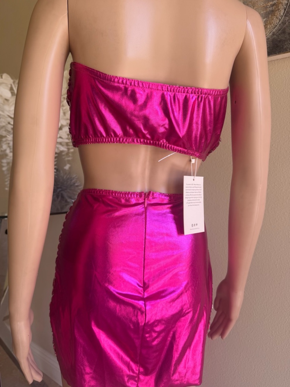 Hot Pink Sequin Two-Piece Set - Picture 4 of 4